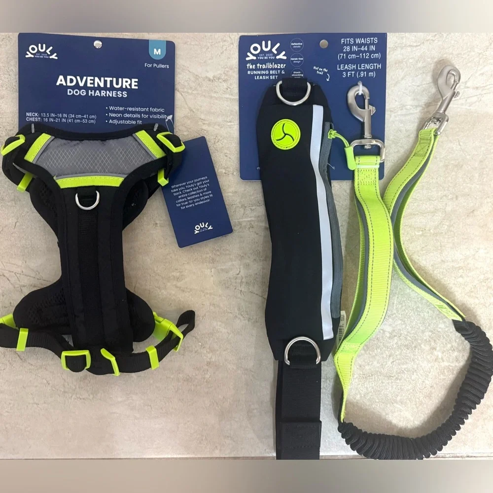 YOULY Adventure Reflective Dog Harness, Black-Medium